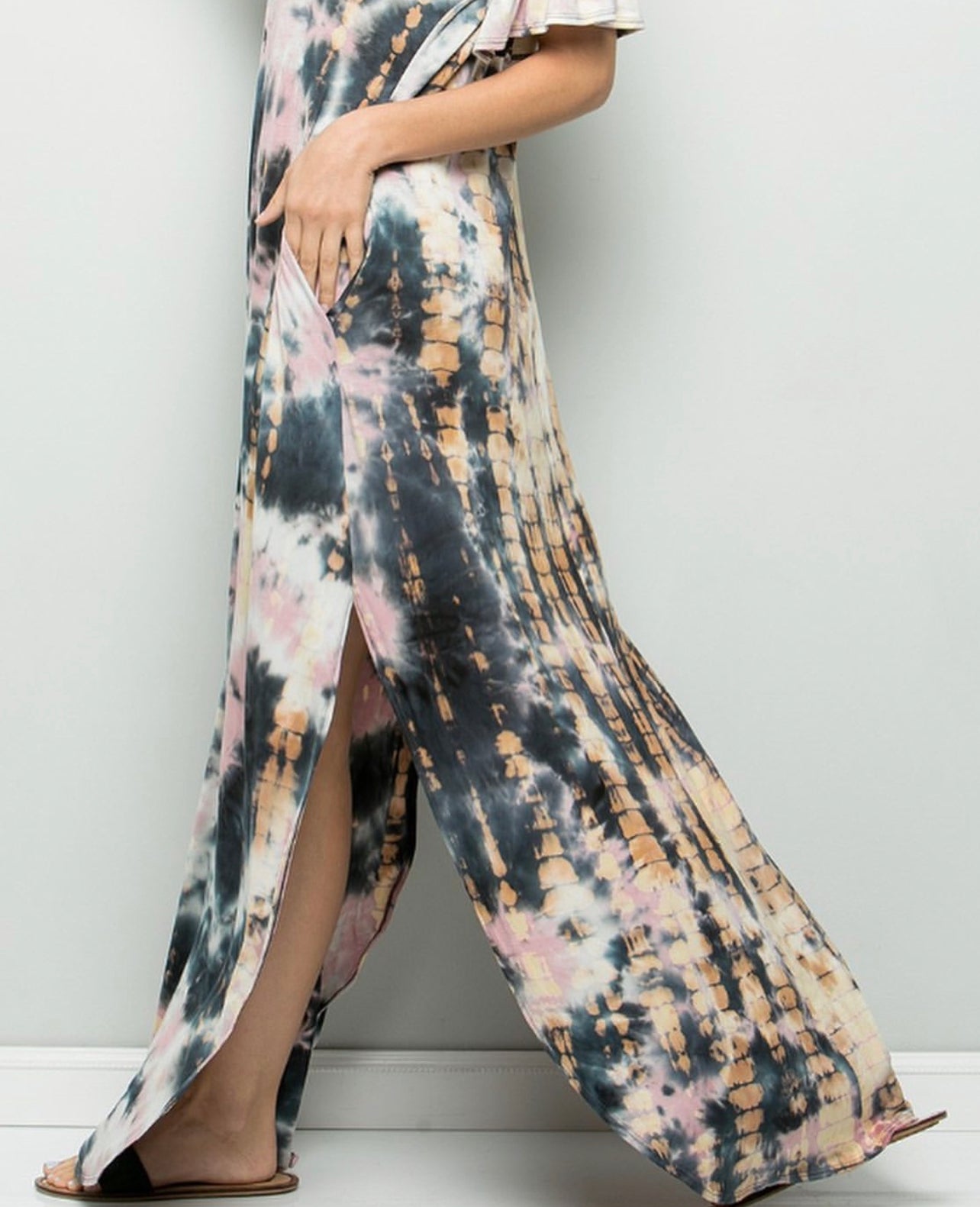 Short Sleeve Tie Dye Maxi Dress