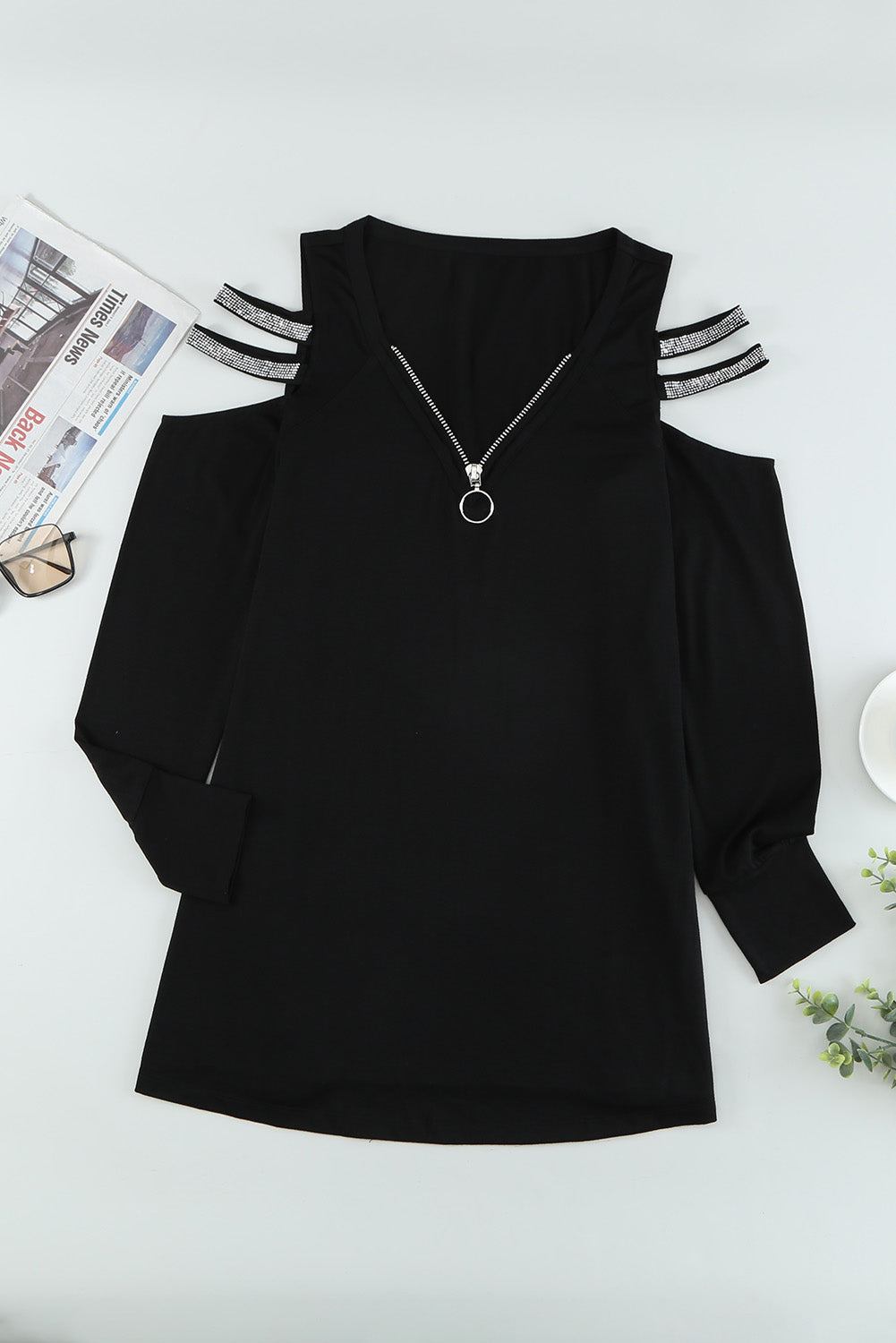 Rhinestone Cold Shoulder