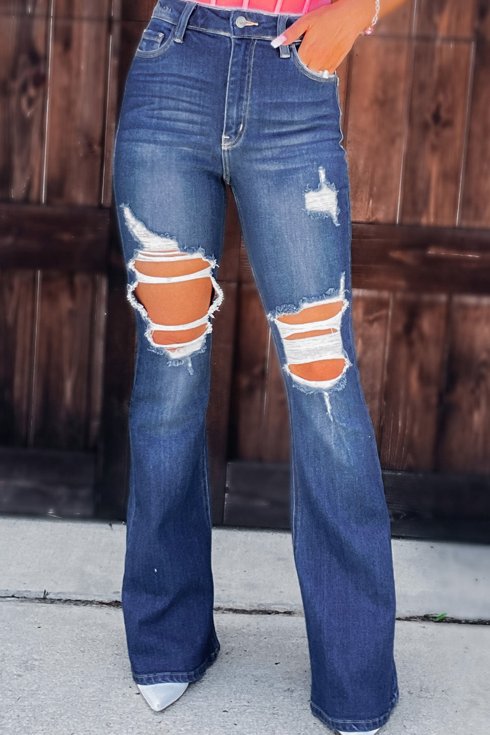 Distressed Wide Leg Jeans