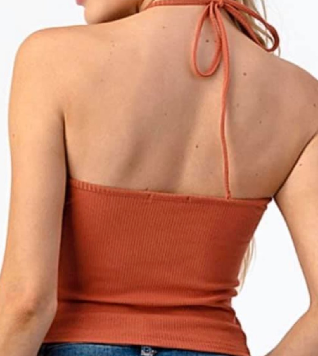 Terracotta RIbbed Halter Top