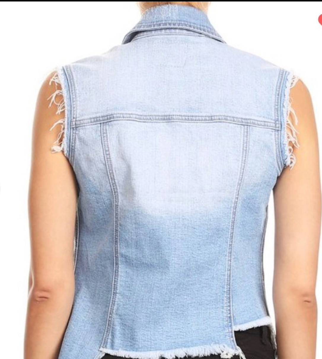 Distressed Denim Vest