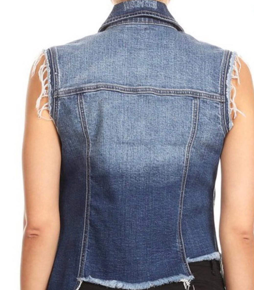 Distressed Denim Vest