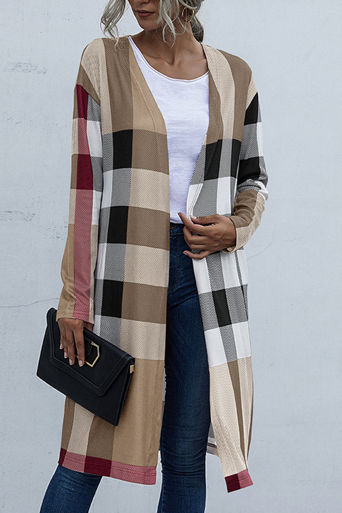 Beige Plaid Duster