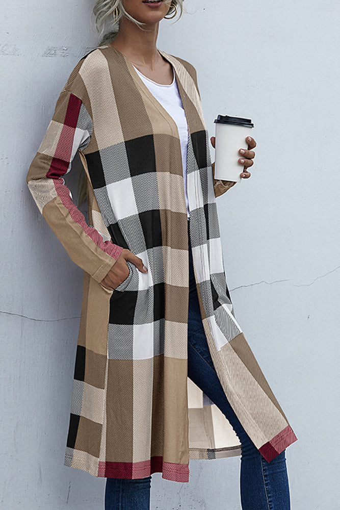 Beige Plaid Duster