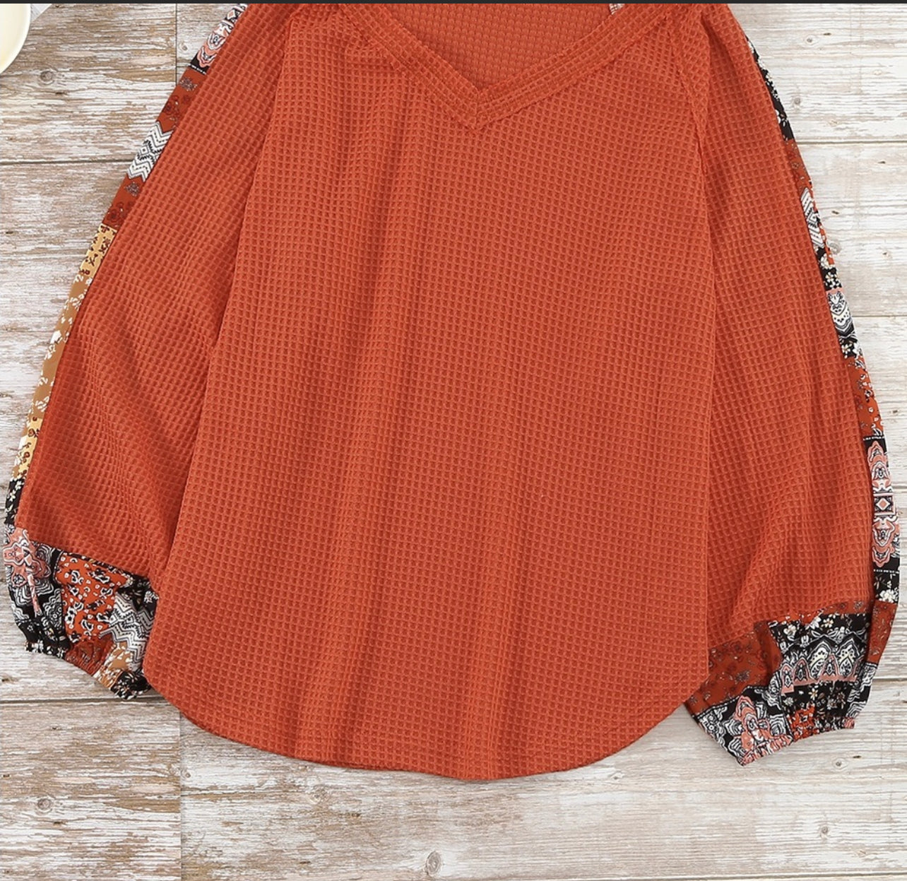 Burnt Orange Waffle Top