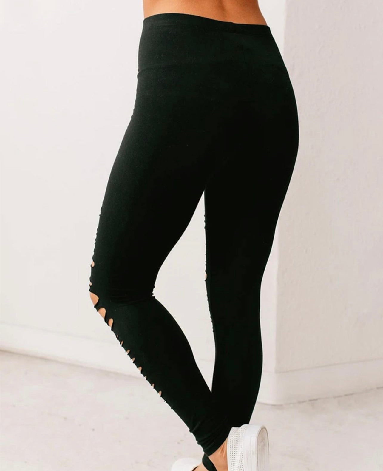 Laser Cut Black Leggings
