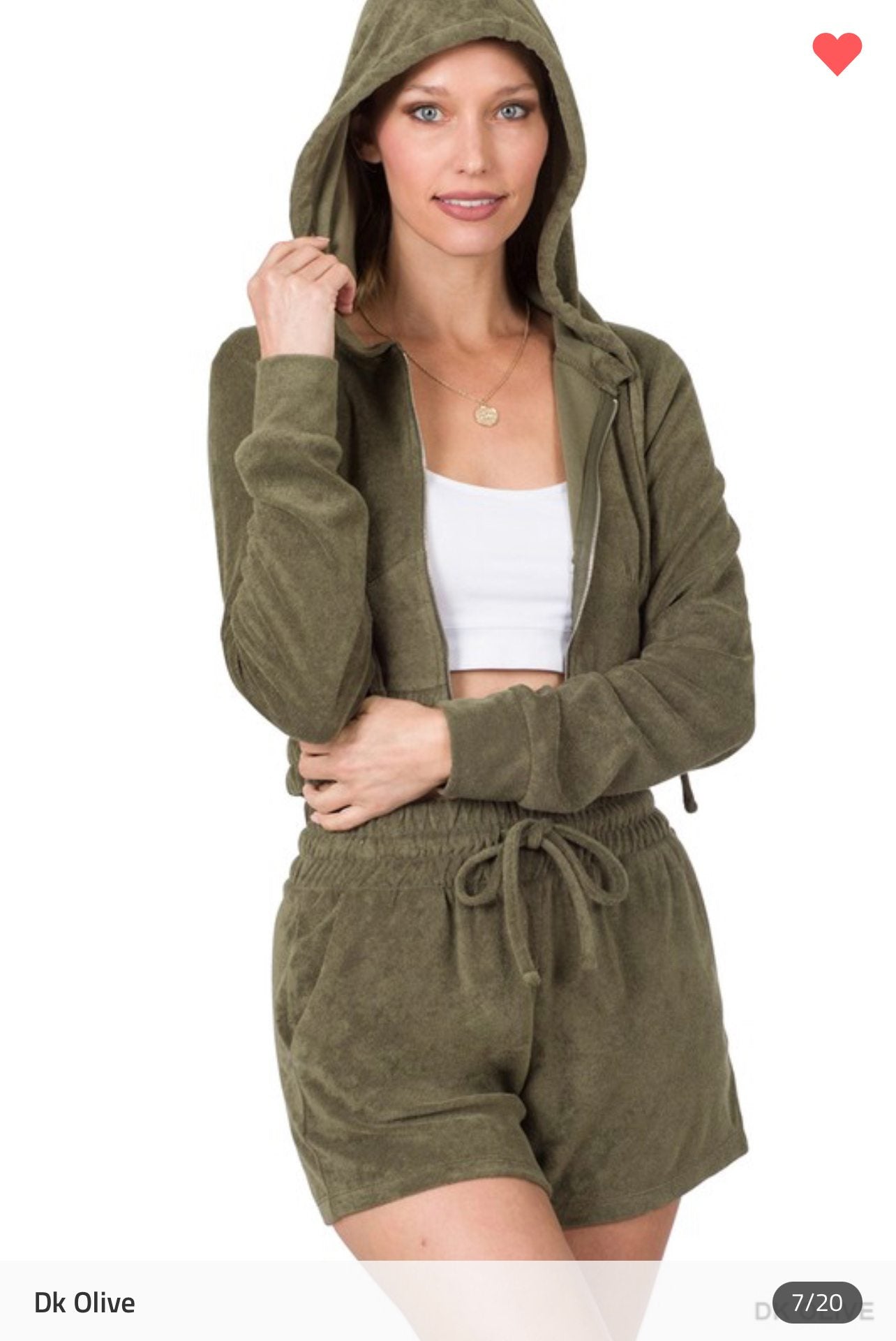 Terry Hooded Cropped Short Set