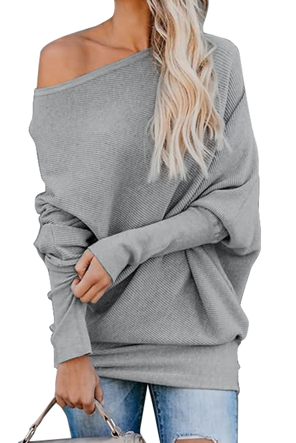 Dolman Sleeve Ribbed Sweater