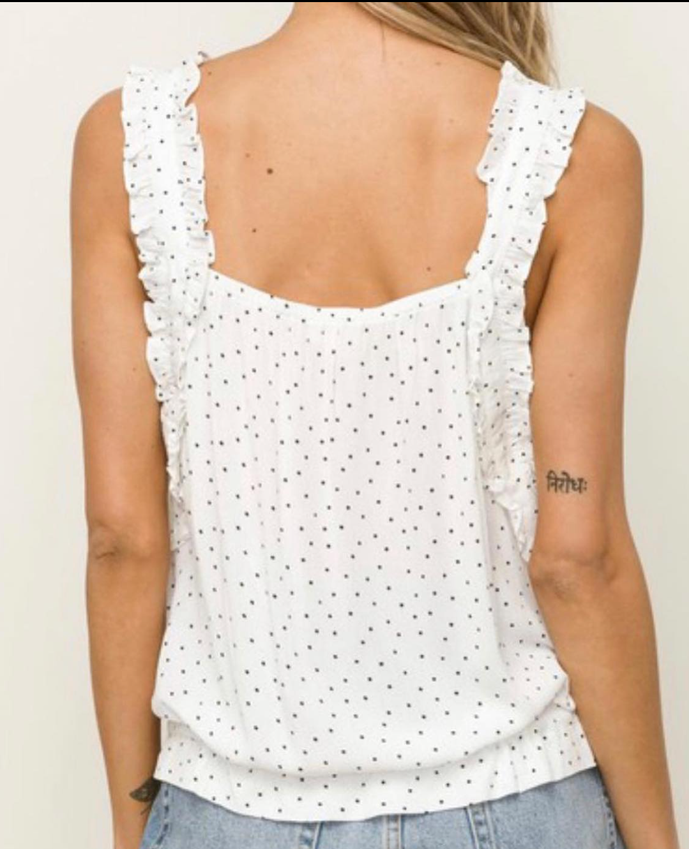 Polka Dot Ruffled Tank