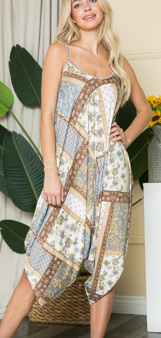 Patchwork Harem Romper