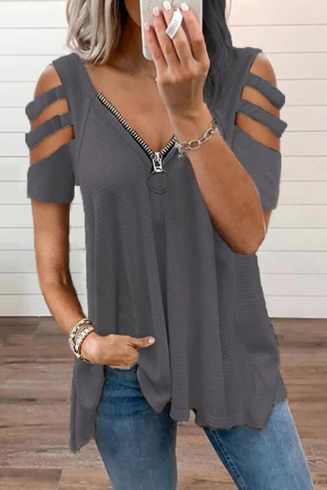 Hollow Out Short Sleeve