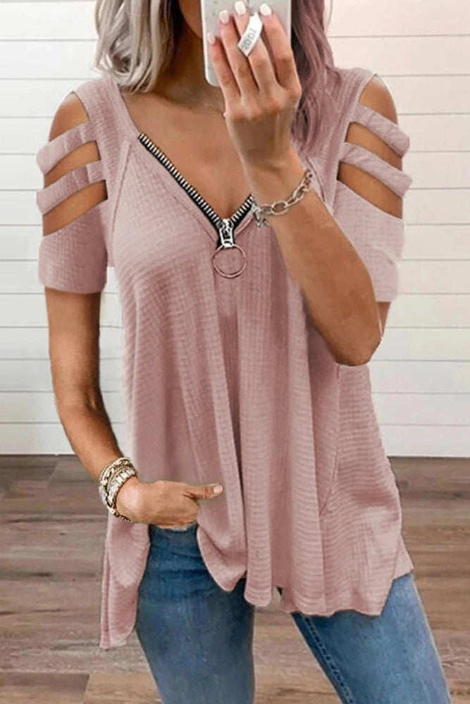 Hollow Out Short Sleeve