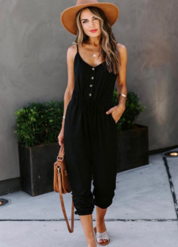 Button Front Jumpsuit