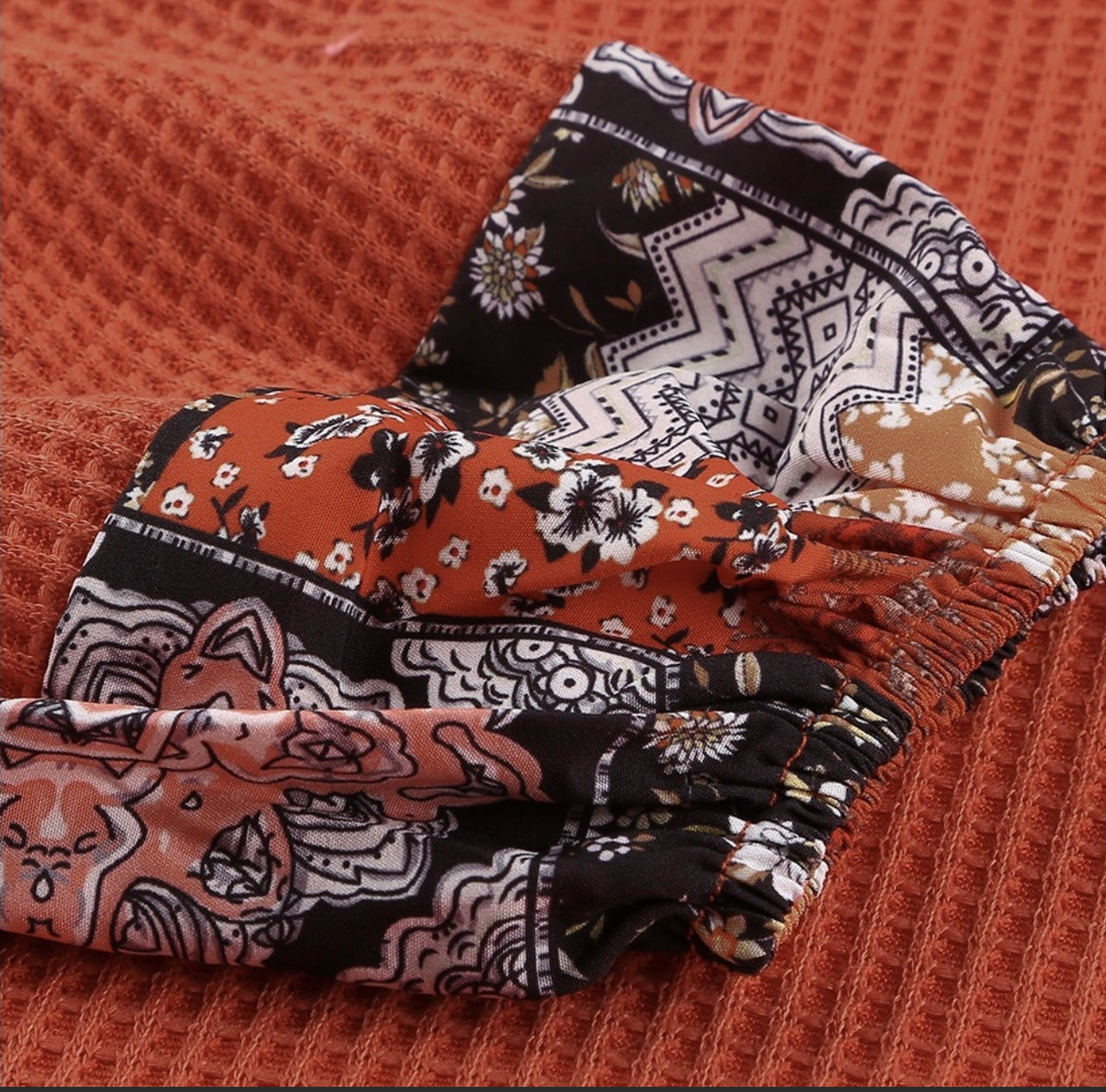 Burnt Orange Waffle Top