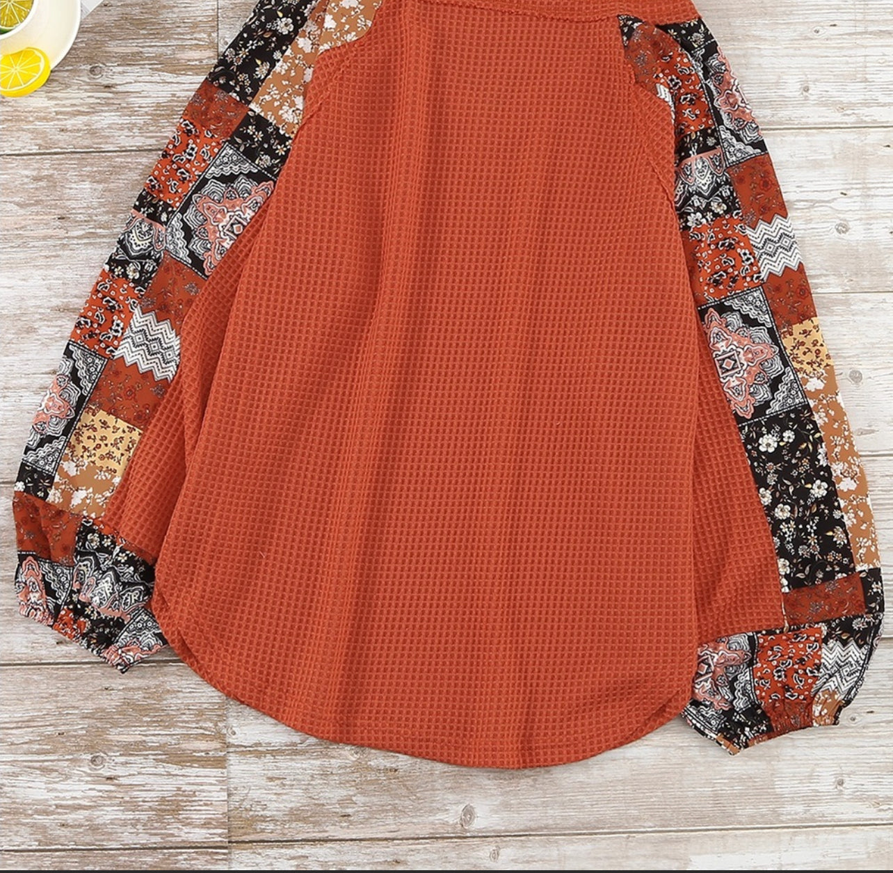 Burnt Orange Waffle Top